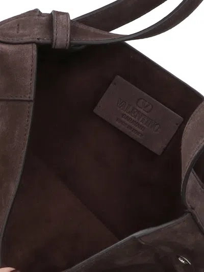 Valentino Garavani Fringed Suede Shoulder Bag With Adjustable Strap In Brown