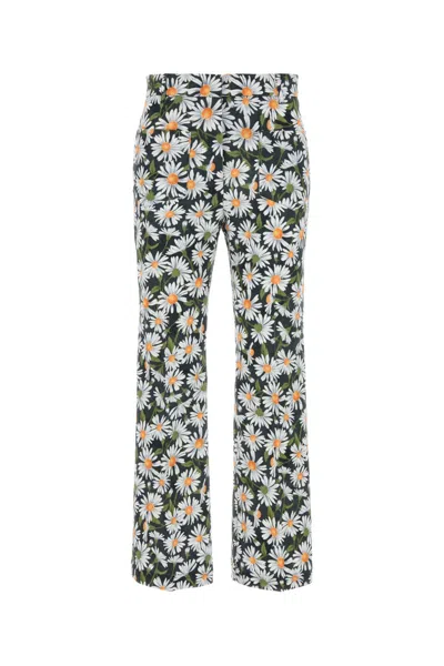 Weekend Max Mara High Waist Floral Pattern Trousers With Belt Loops In Multi