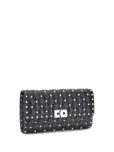 Valentino Garavani Rockstud Spike Nappa Leather Crossbody Clutch Bag Woman Black Uni