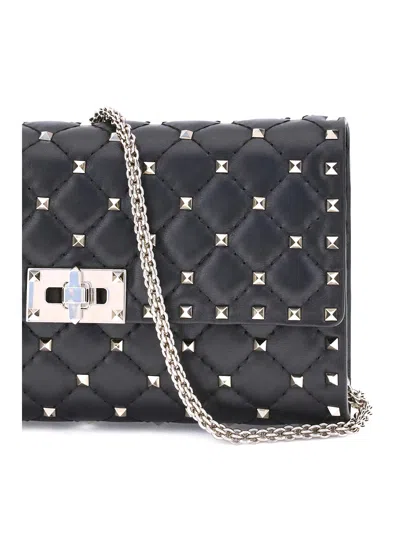 Valentino Garavani Rockstud Spike Nappa Leather Crossbody Clutch Bag Woman Black Uni