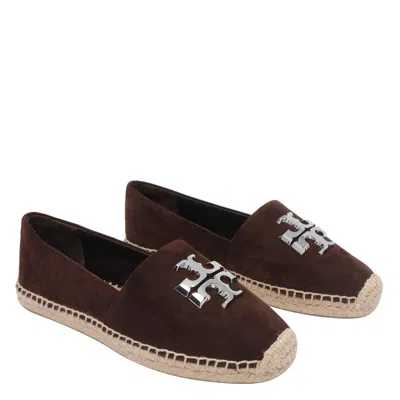 Tory Burch Round Toe Suede Espadrilles With Espadrille Sole In Brown
