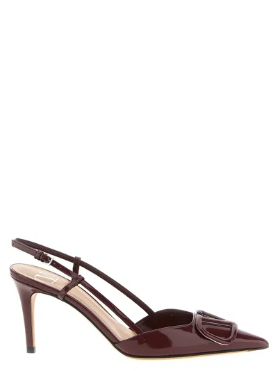 Valentino Scarpe Con Tacco Vlogo Signature In Pelle Marrone  Donna In Brown