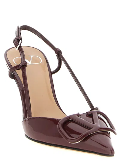 Valentino Scarpe Con Tacco Vlogo Signature In Pelle Marrone  Donna In Brown