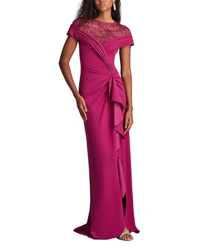 Tadashi Shoji Chr25375lb Long Formal Ruffle Mother Of The Bride Dress In Purple