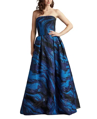 Tadashi Shoji Cih25501l Long Formal Print Evening Dress In Blue