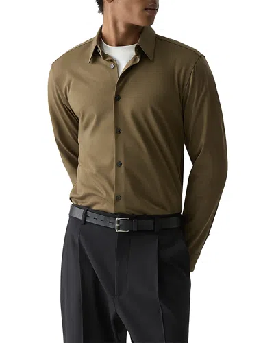 Theory Sylvain Nd Structure Knit Button-up Shirt In Green