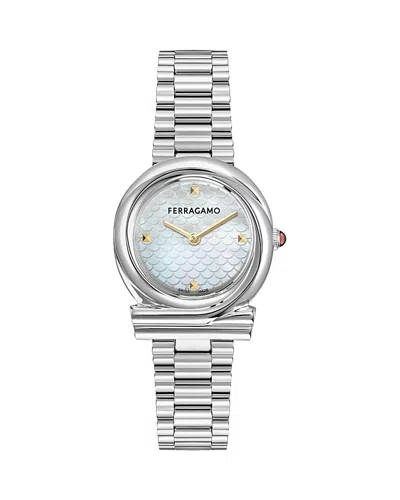 Ferragamo Gancini Twisted 32mm Watch In Metallic