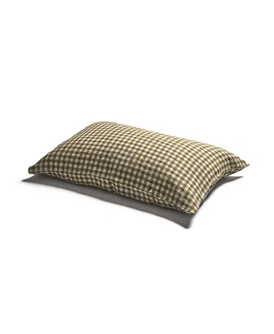 Piglet In Bed Gingham Linen Blend Pillowcase Pair, Standard In Green