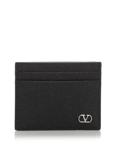 Valentino Garavani Vlogo Signature Garnet Calfskin Card Holder Accessories In Black
