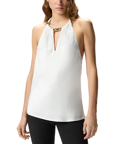 Pinko Halterneck Sleeveless Top Keyhole Detail In White