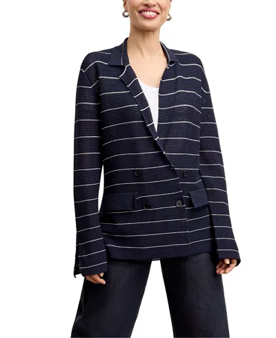 M.m.lafleur M. M.lafleur Cody Dot Knit Jardigan In Blue