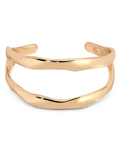 Ettika Double Thin Metal Open Cuff In Gold
