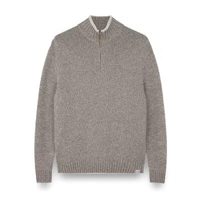 Paul & Shark Textured Knit Turtleneck Sweater With Ribbed Details In Gray