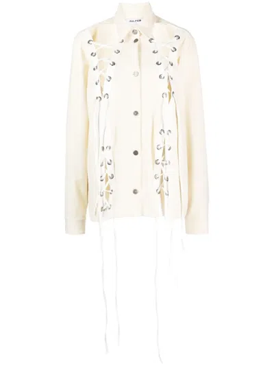 Julfer Alex Lace-up Wool Jacket In Neutral
