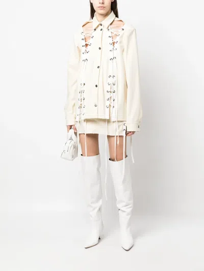 Julfer Alex Lace-up Wool Jacket In Neutral