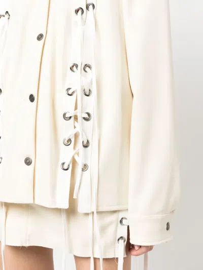 Julfer Alex Lace-up Wool Jacket In Neutral