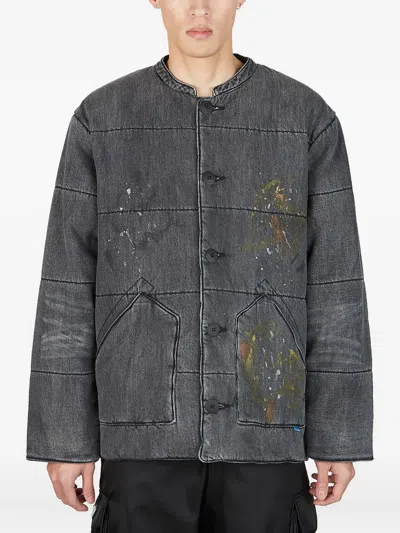 Liberaiders Paint Splatter Denim Jacket In Grey