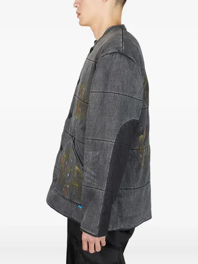 Liberaiders Paint Splatter Denim Jacket In Grey