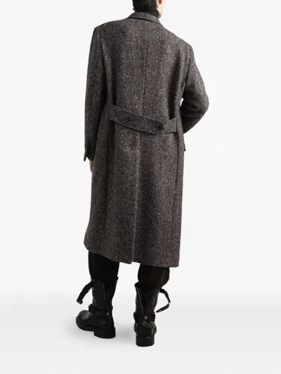 Dolce & Gabbana Double-breasted Herringbone Coat In Gray