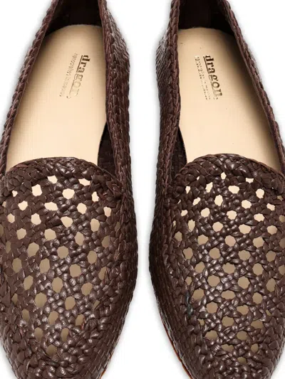 Dragon Diffusion Woven Leather Loafers In Brown