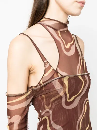 Julfer Janet Abstract-print Midi Dress In Brown