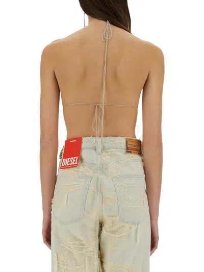 Diesel Jacquard Denim High-waisted Triangle Top In White