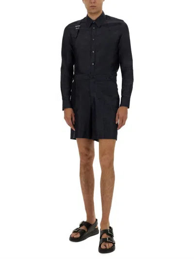 Alexander Mcqueen Harness Shirt With Unique T Buckle Detail In Black