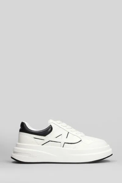Ash Low Top Leather Sneakers With Platform Sole In White
