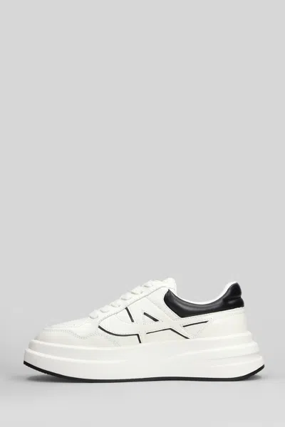 Ash Low Top Leather Sneakers With Platform Sole In White
