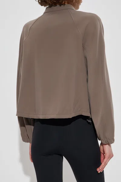 Emporio Armani Technical Cady Blouson With Logo Embroidery In Brown