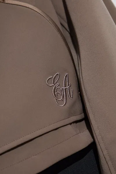 Emporio Armani Technical Cady Blouson With Logo Embroidery In Brown