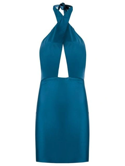 Shop Adriana Degreas Panelled Dress In Blue