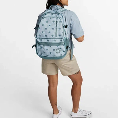 Converse Straight Edge Printed Backpack 'aqua Mist' In Blue