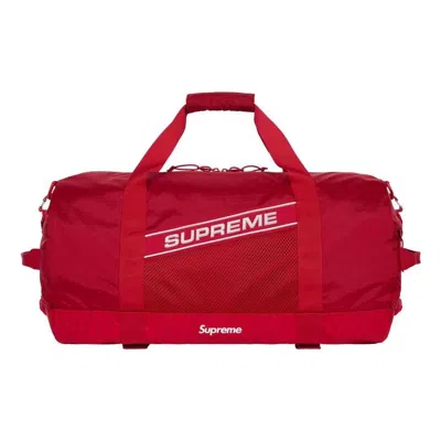 Supreme Logo-print Mesh-panel Duffle Bag In Red