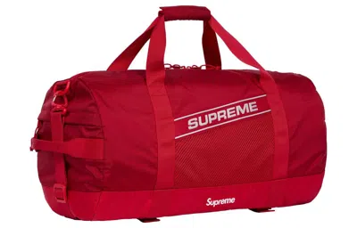 Supreme Logo-print Mesh-panel Duffle Bag In Red