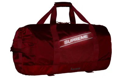 Supreme Logo-print Mesh-panel Duffle Bag In Red