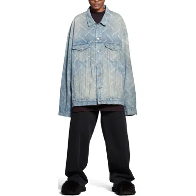 Balenciaga Jeansjacke Mit Logo-print In Blue