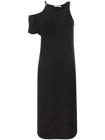 Alexander Wang T Maxi Dress With Asymmetric Sleeves In Black