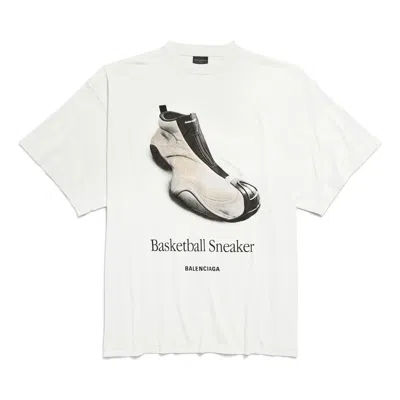 Balenciaga Basketball Sneaker Print Oversized T-shirt In White