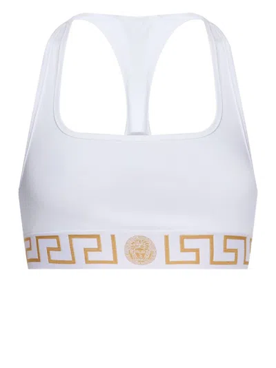 Versace Women's Jersey Logo Bra Top In White