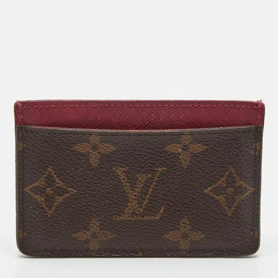 Pre-owned Louis Vuitton Fuchsia Monogram Canvas Card Holder In Pink