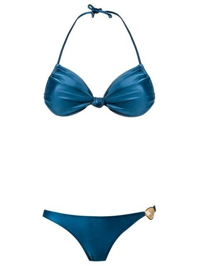 Shop Adriana Degreas Triangle Bikini Set In Blue