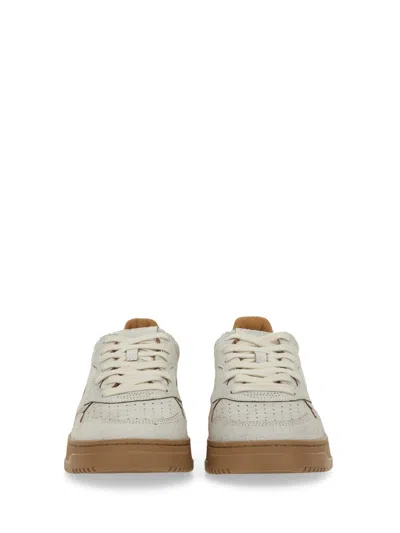 Autry Low Top Leather Sneakers With Perforated Round Toe In White