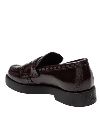 Agl Attilio Giusti Leombruni Agl Leather Loafer With Vamp In Brown