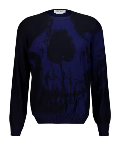 Alexander Mcqueen Mcqueen Skull Double Knit Wool Crewneck Sweater In Multi