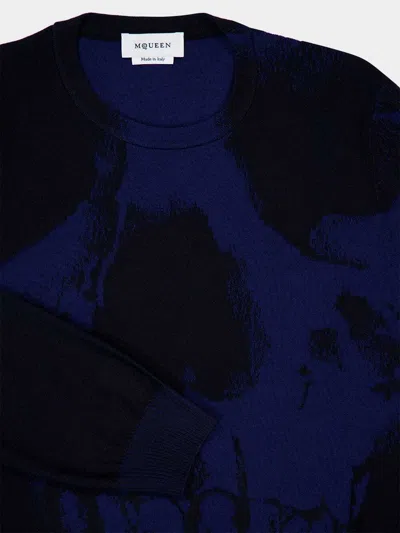 Alexander Mcqueen Mcqueen Skull Double Knit Wool Crewneck Sweater In Multi