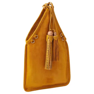 Miu Miu Tassel Leather Tote Bag In Orange