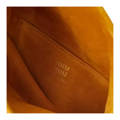 Miu Miu Tassel Leather Tote Bag In Orange