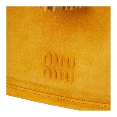 Miu Miu Tassel Leather Tote Bag In Orange