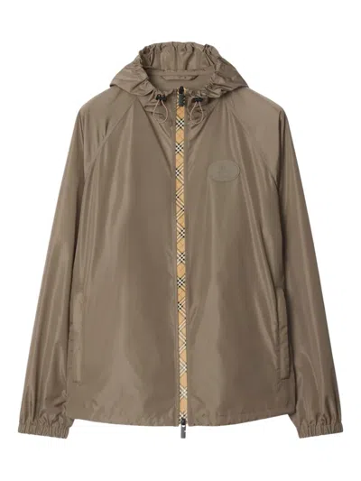 Burberry Check-trimmed Hooded Jacket In Brown